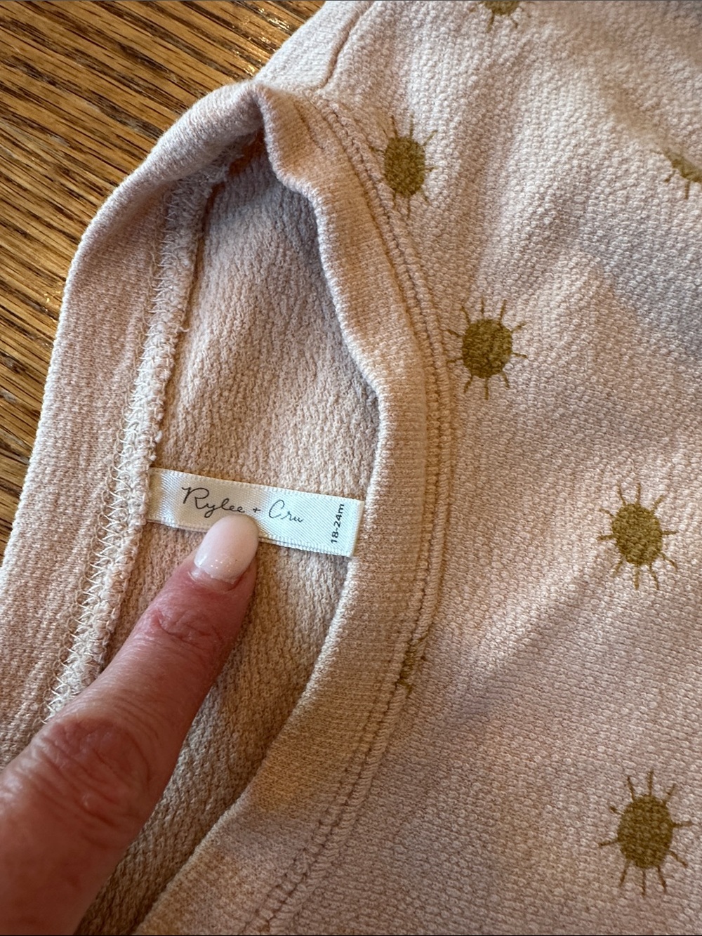 Rylee + Cru Pinkish khaki Sun Print spongey knit set - 18-24mo - good condition - Picture 2 of 3